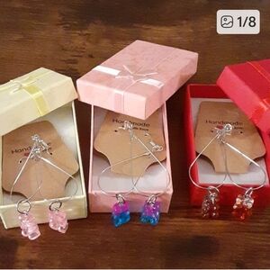 Handmade Gummy Bear Earrings Pink